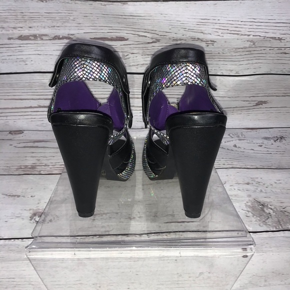 TUK Dazzle Moto Jacket Rocket Slingback High Heels - Picture 6 of 9